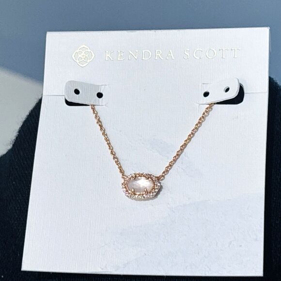 Kendra Scott Chelsea Necklace Mother of Pearl Pendant Rose Gold Tone NEW - Picture 2 of 10